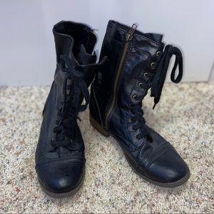 black combat boots